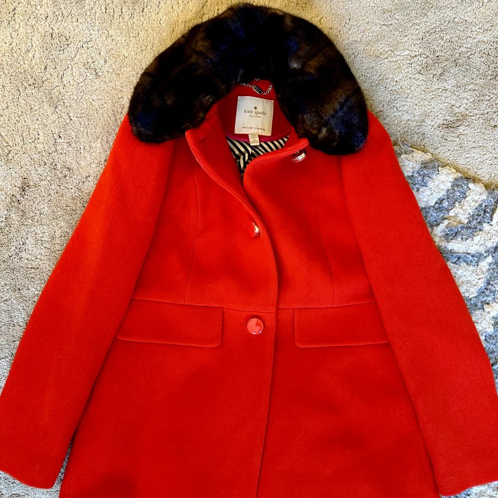 GORGEOUS New Kate Spade Wool Coat Red Size Small UNIQUE!